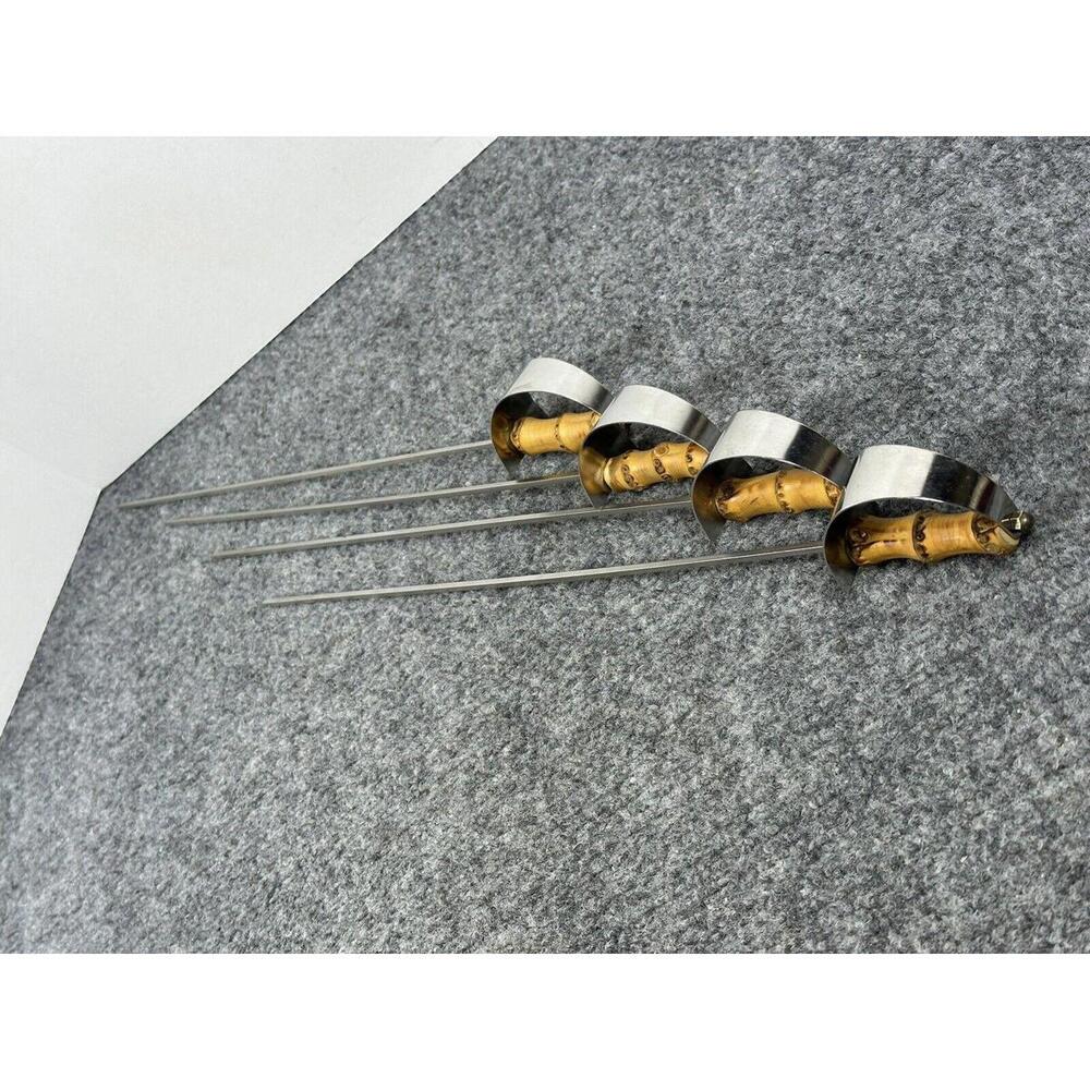 4 Vintage Long Tiki Bamboo Handle BBQ Skewer Swords 18” Japan Excellent MCM